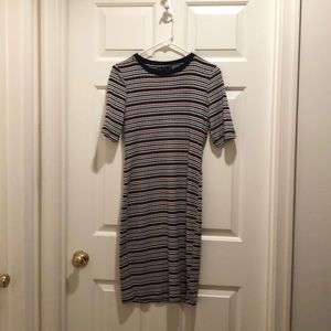 Medium Gray/Red Stripped dress.